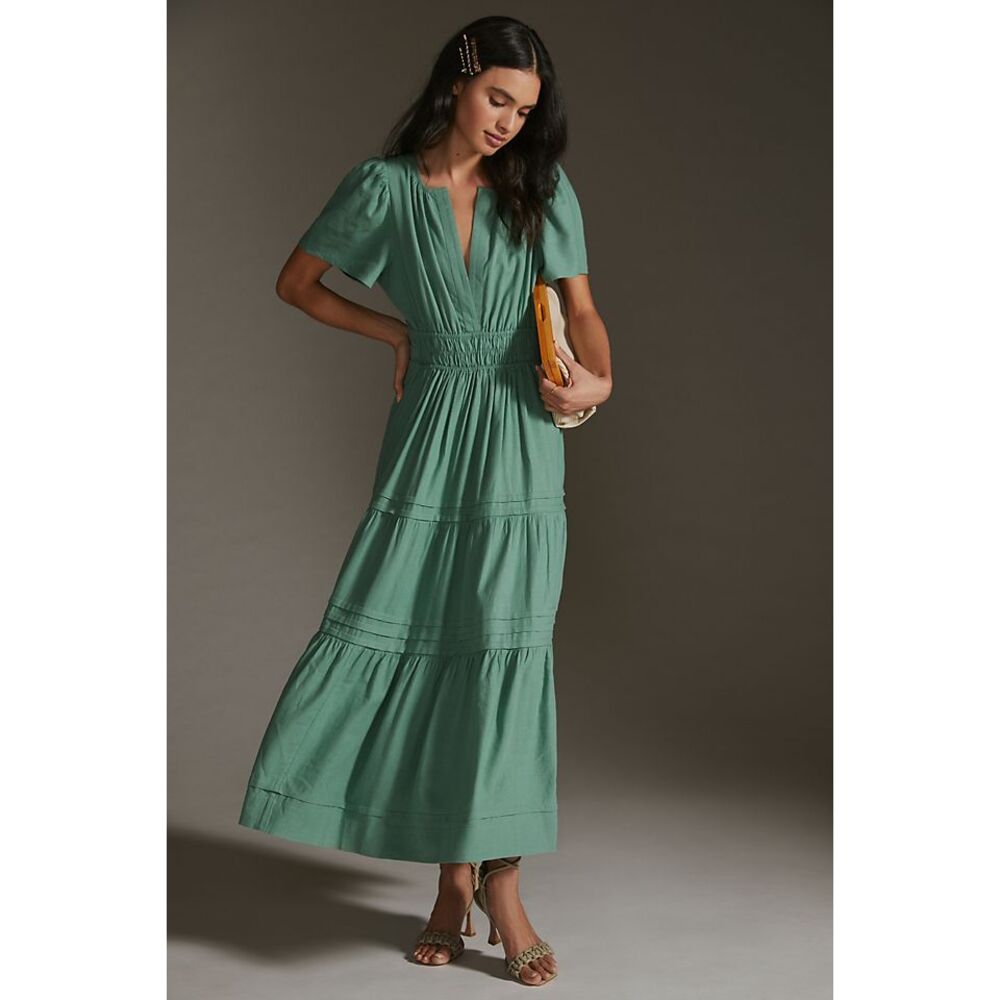 Anthropologie Somerset Linen Maxi Dress